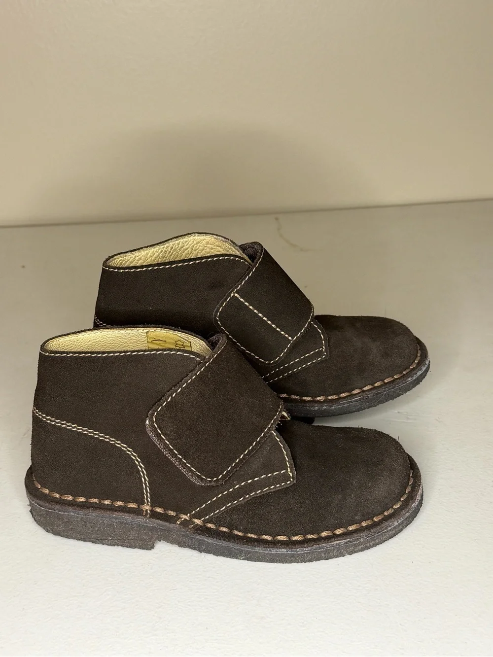 Primigi Brown Suede Chukka Boots with Hook-and-Loop Strap